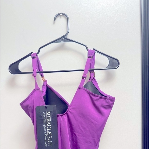 Miraclesuit Twist-Front Siren One-Piece, Orchid Purple, 16 swimsuit, swim - Picture 12 of 14